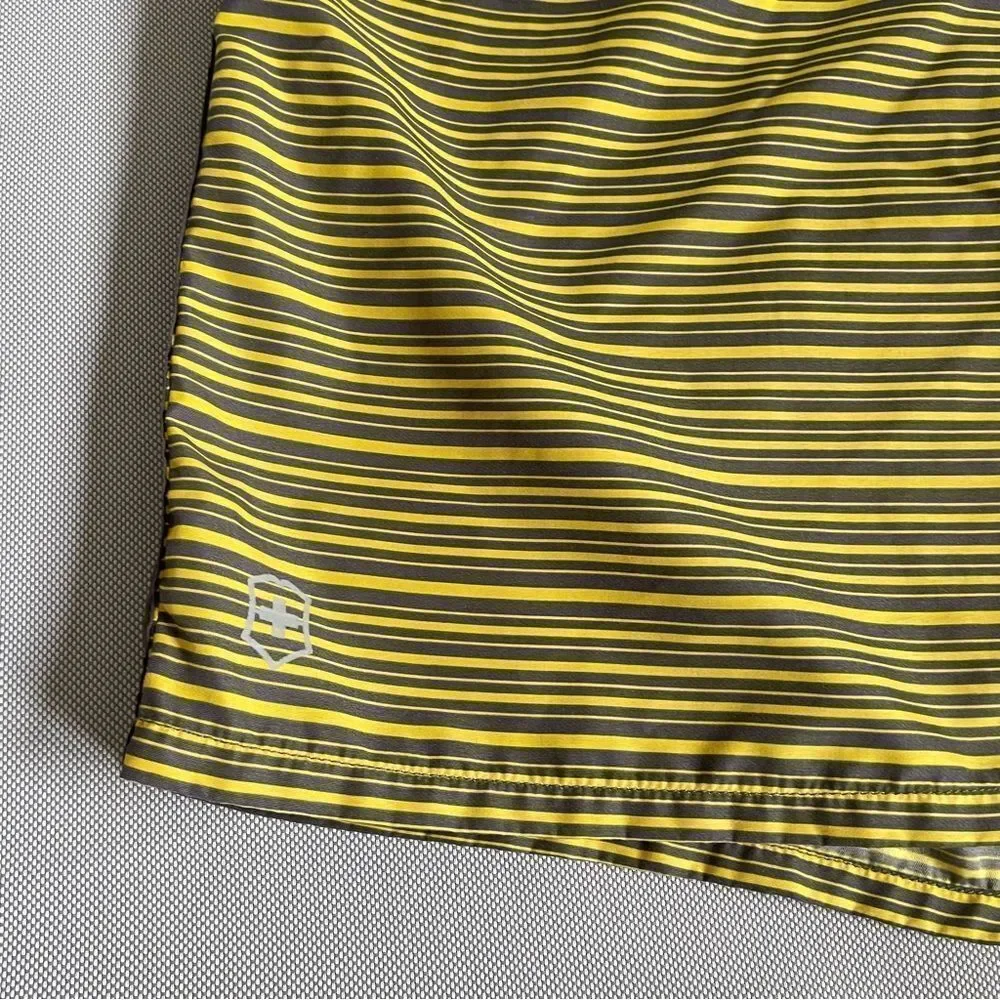 VICTORINOX Gray Yellow Striped Swim Board Shorts Men’s Size XL